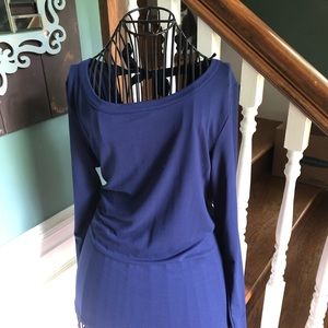 Bobeau blue open-back blouse